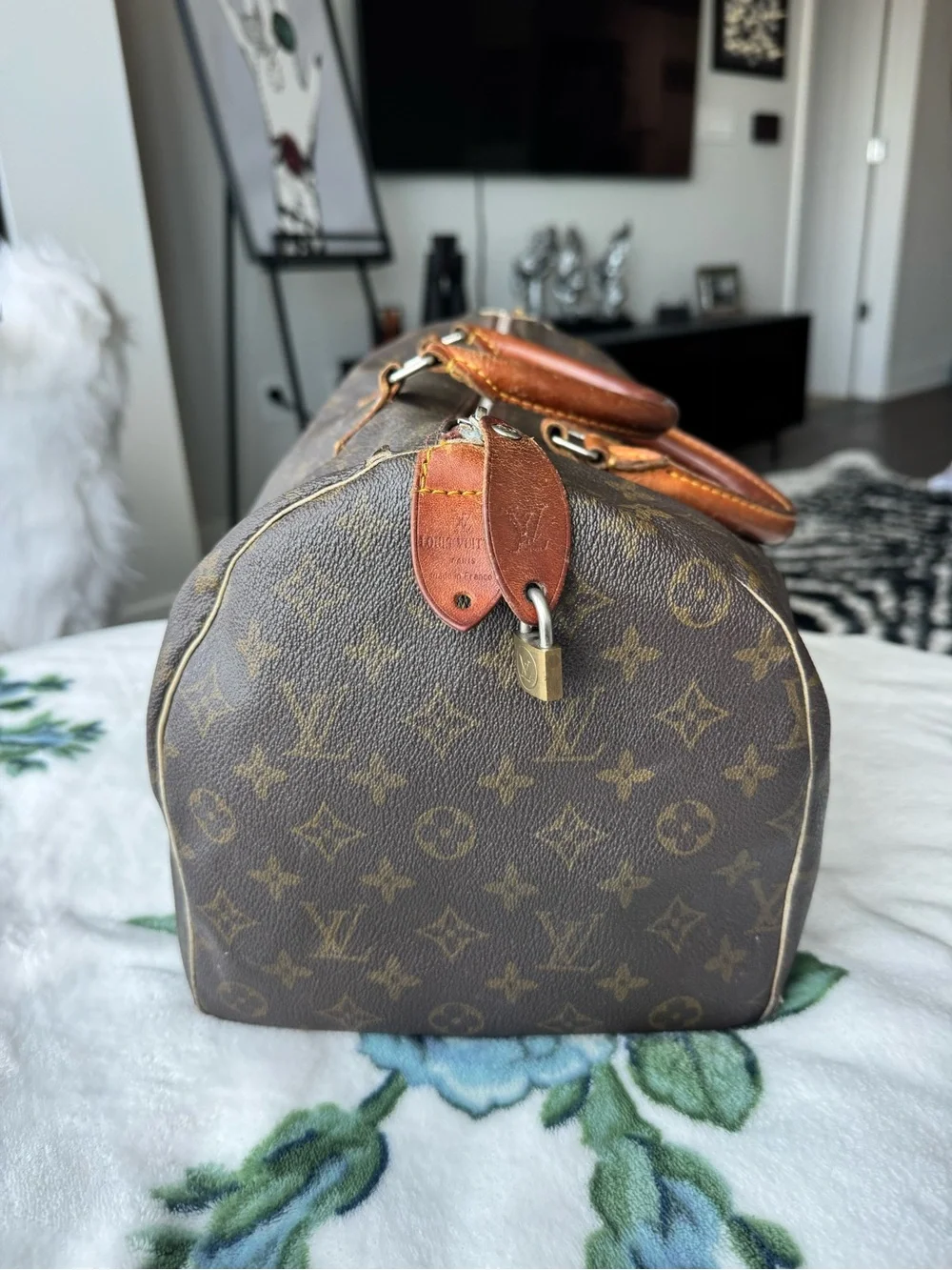 Louis Vuitton Monogram Canvas Satchel in Brown with Tan Trim
